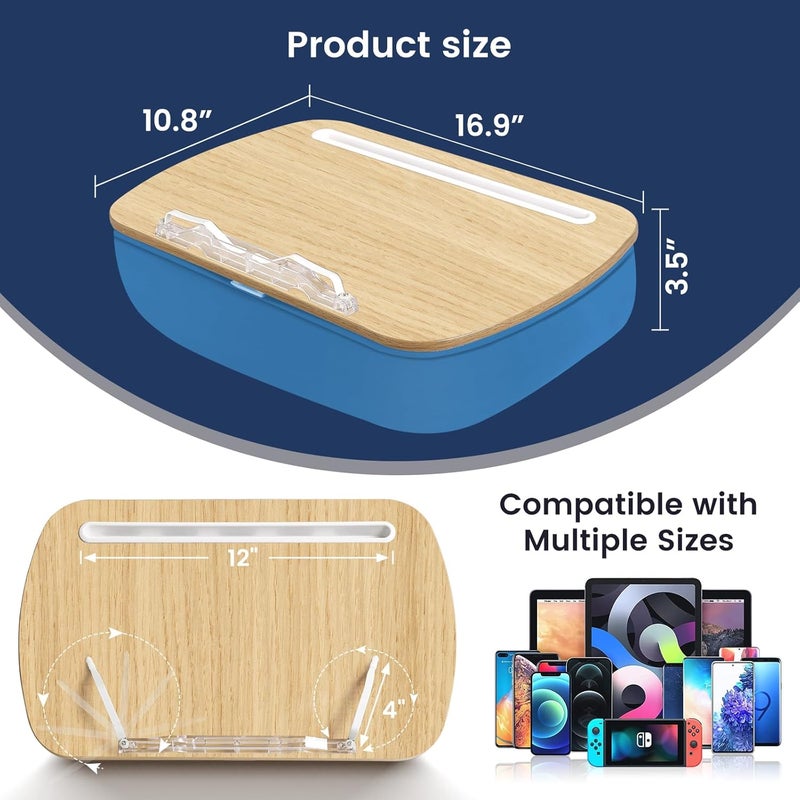 SUETPRYE SUETPYE Beanbag Lap Book Holder for Reading Hands Free Comfortable Reading Pillow Stand Minimize Neck Strain Ideal Gifts for Book Reading Lovers in Bed or Anywhere Else with Book Rest(Blue) - Image 5
